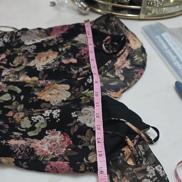 Bailey 44 Black Floral Ruffle Slip Mini Dress - Picture 4 of 6